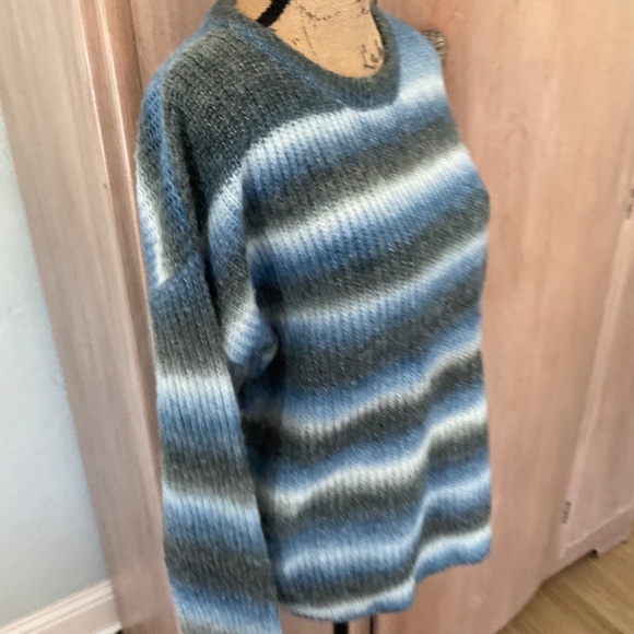 NWT Belle Belldini striped sweater wool blend ombré blue gray nautical boho L - Picture 12 of 16